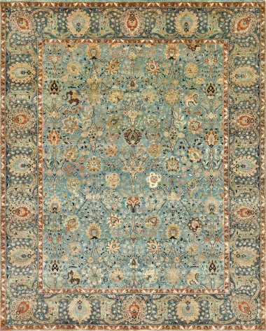Mafi Signature | Khanna | KH-1343: Aqua/Blue area rug Traditional Blue/Navy Wool Area Rug: Mafi Signature Khanna KH-1343 (Hand-Knotted Area Rug)