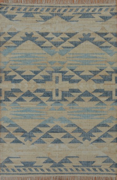 Bohemian Beige/Tan Wool Area Rug: Mafi Signature Bohemian KILIM-1 (Flat-Woven Area Rug)