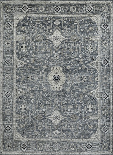 Traditional Grey/Silver Wool Area Rug: Mafi Signature Khyber KYB-103 (Hand-Knotted Area Rug)