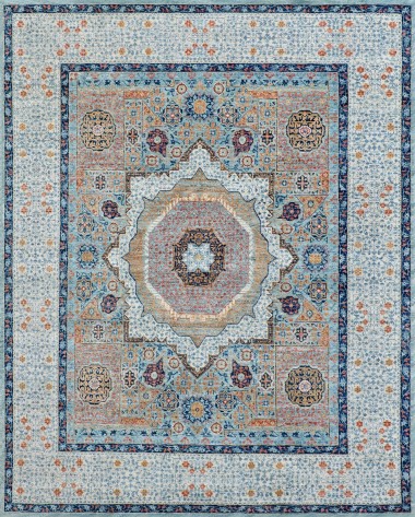 Traditional Blue/Navy Wool Area Rug: Mafi Signature Khyber KYB-130 (Hand-Knotted Area Rug)