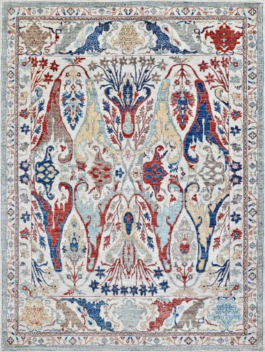 Traditional Grey/Silver Wool Area Rug: Mafi Signature Khyber KYB-134 (Hand-Knotted Area Rug)
