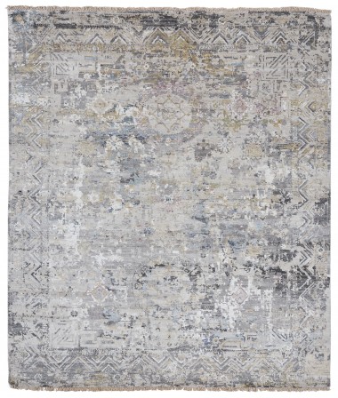 Traditional/Transitional Grey/Silver Wool Area Rug: Regal Khloe 1811543: Grey/Multi (Hand-Knotted Area Rug)