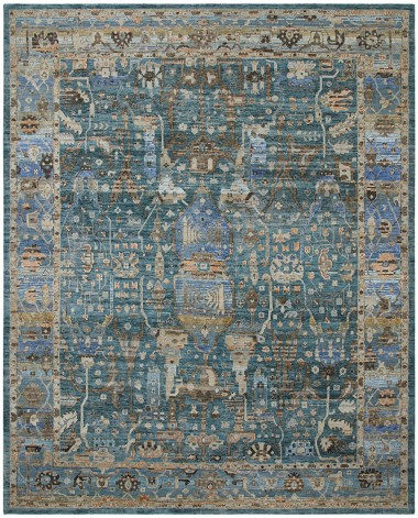 Traditional Blue/Navy Wool Area Rug: Regal Klamath Terrace 1811463: Blue (Hand-Knotted Area Rug)