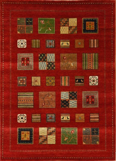 Bohemian Red/Burgundy Wool Area Rug: Mafi Signature Lori LB-584 (Hand-Knotted Area Rug)