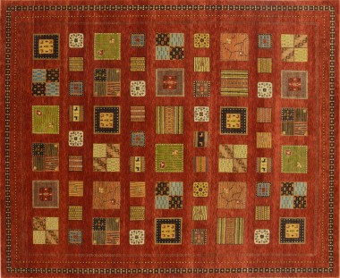 Bohemian Orange/Rust Wool Area Rug: Mafi Signature Lori LB-584 (Hand-Knotted Area Rug)