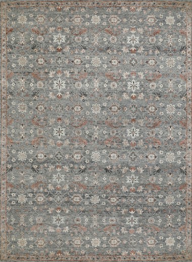 Traditional/Transitional Grey/Silver Wool Area Rug: Mafi Signature Legacy LEG-106 (Hand-Knotted Area Rug)