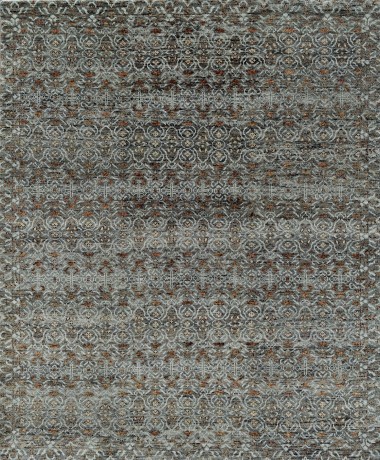 Traditional/Transitional Grey/Silver Wool Area Rug: Mafi Signature Lyra LY-1008 (Hand-Knotted Area Rug)