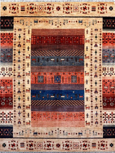 Bohemian/Traditional Multi Wool Area Rug: Karachi Lahore 21297: Multi (Hand-Knotted Area Rug)