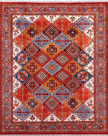Bohemian/Traditional Multi Wool Area Rug: Karachi Lahore 21299: Multi (Hand-Knotted Area Rug)