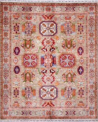 Bohemian/Traditional Multi Wool Area Rug: Karachi Lahore 4892: Multi (Hand-Knotted Area Rug)