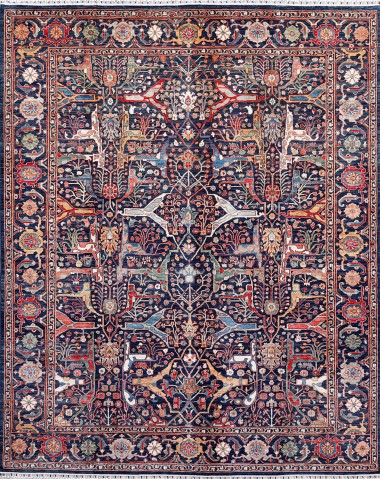 Traditional Blue/Navy Wool Area Rug: Karachi Lahore 5925: Navy (Hand-Knotted Area Rug)