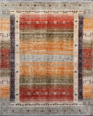 Bohemian/Traditional Multi Wool Area Rug: Karachi Lahore 5978: Multi (Hand-Knotted Area Rug)
