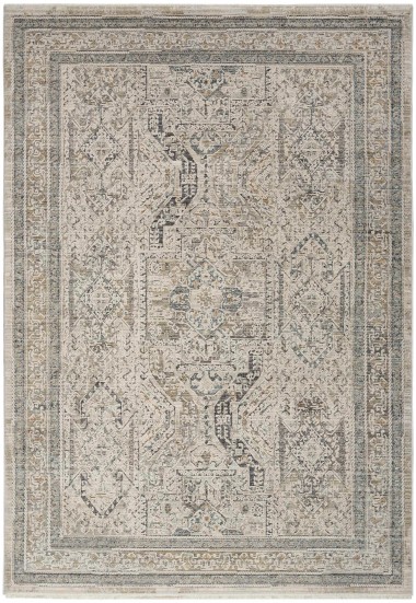 TraditionalWhite/Ivory Area Rug: Revival Lake Nasser 181210: Ivory/Grey (Power-Loomed Area Rug)