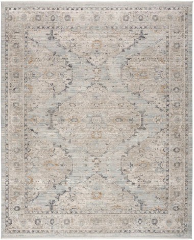 TraditionalBlue/Navy Area Rug: Revival Lake Nasser 181270: Light Blue (Power-Loomed Area Rug)