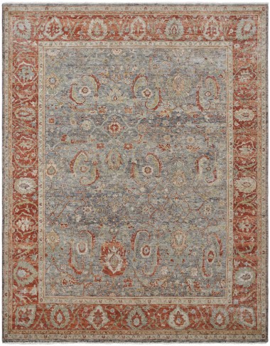 Traditional Grey/Silver Wool Area Rug: Regal Lake Roosevelt 1812318: Slate/Brick (Hand-Knotted Area Rug)