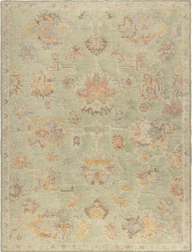 Transitional/Traditional Green Wool Area Rug: Silk Road Lowlands 19129803 (Hand-Knotted Area Rug)