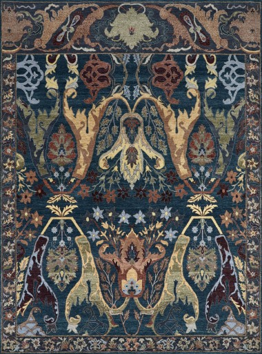 Traditional Blue/Navy Wool Area Rug: Mafi Signature Mashad MASHAD-21 (Hand-Knotted Area Rug)
