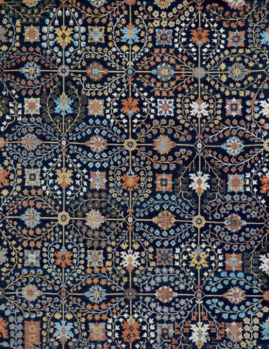 Traditional Blue/Navy Wool Area Rug: Mafi Signature Mashad MASHAD-43 (Hand-Knotted Area Rug)