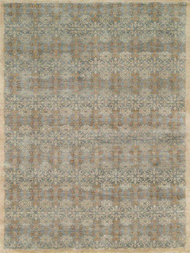 Transitional Blue/Navy Wool Area Rug: Regal Malibu Beach 1813294: Light Blue (Hand-Knotted Area Rug)