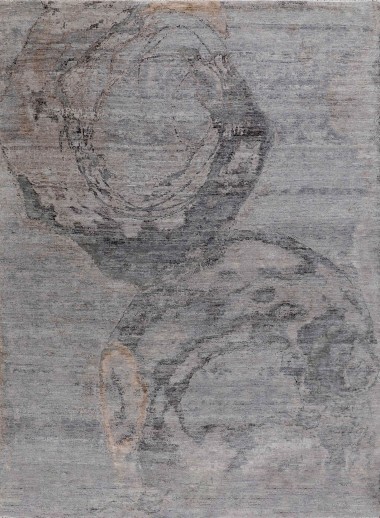 Transitional/Modern Grey/Silver Wool Area Rug: Mafi Signature Manhattan MDC-1058 (Hand-Knotted Area Rug)