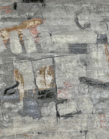 Modern Grey/Silver Wool Area Rug: Mafi Signature Hudson MDC-1479 (Hand-Knotted Area Rug)