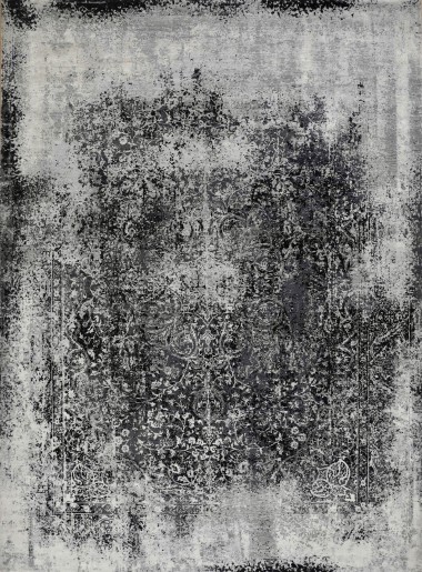 Transitional/Traditional Grey/Silver Wool Area Rug: Mafi Signature Modi MDC-833 (Hand-Knotted Area Rug)