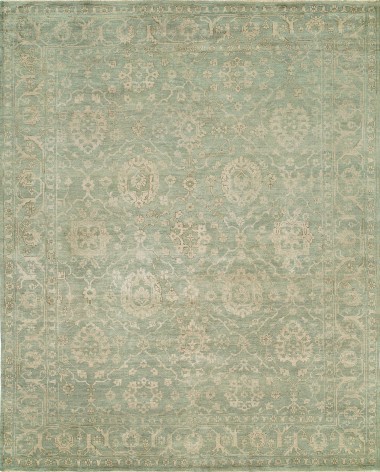 Traditional Green Wool Area Rug: Regal Mosaic Garden 1813281: Antique Aqua/Antique Aqua (Hand-Knotted Area Rug)