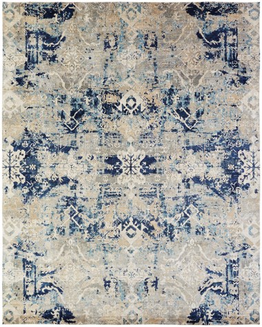 Traditional Yellow/Gold Wool Area Rug: Regal Moses Lake 1813961: Travertine/Indigo (Hand-Knotted Area Rug)