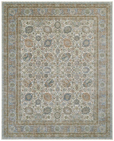 Traditional Ivory/White Area Rug: Regal Maison Quartz 1813069: Ivory/Sky (Power-Loomed Area Rug)