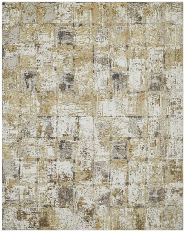 Transitional/Modern Yellow/Gold Area Rug: Regal Maison Quartz 1813379: Gold/Beige (Power-Loomed Area Rug)