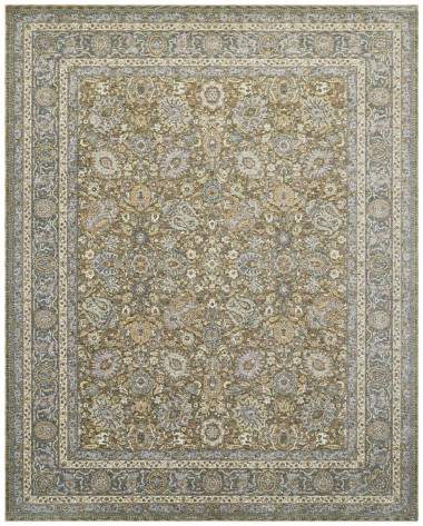Traditional Green Area Rug: Regal Maison Quartz 1813469: Green/Denim (Power-Loomed Area Rug)