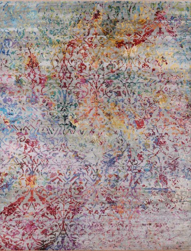 Contemporary Pink/Purple Wool Area Rug: Modern Masters Art Nouveau Marvelous 13130: Pink (Hand-Knotted Area Rug)