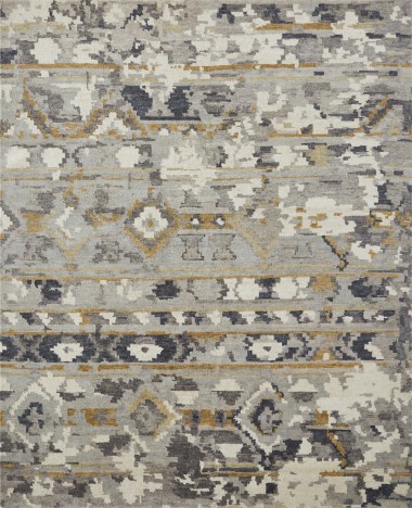 Bohemian Grey/Silver Wool Area Rug: Regal Mission Viejo 1813037: Greys (Hand-Knotted Area Rug)