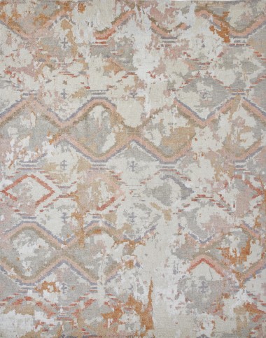 Regal | Mission Viejo | 1813137: Peach/Grey area rug Bohemian Pink/Purple Wool Area Rug: Regal Mission Viejo 1813137: Peach/Grey (Hand-Knotted Area Rug)
