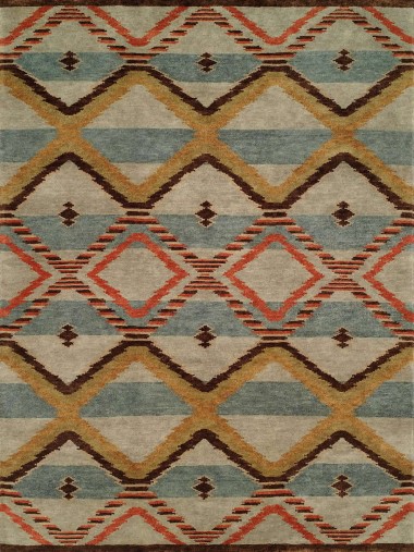 Bohemian Blue/Navy Wool Area Rug: Regal Mission Viejo 1813196: Blue (Hand-Knotted Area Rug)