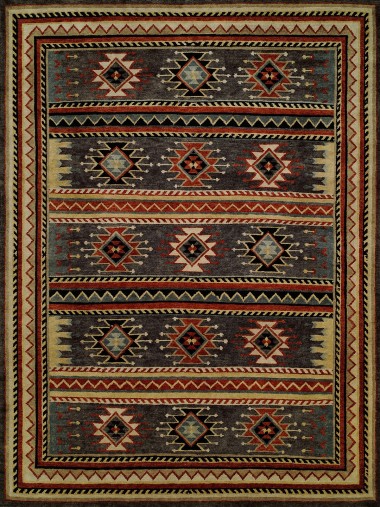 Bohemian Grey/Silver Wool Area Rug: Regal Mission Viejo 1813207: Grey (Hand-Knotted Area Rug)