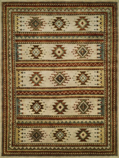 Bohemian Beige/Tan Wool Area Rug: Regal Mission Viejo 1813307: Beige (Hand-Knotted Area Rug)