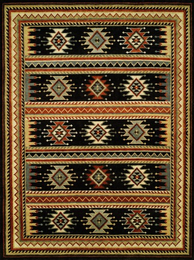 Bohemian Charcoal/Black Wool Area Rug: Regal Mission Viejo 1813407: Black (Hand-Knotted Area Rug)