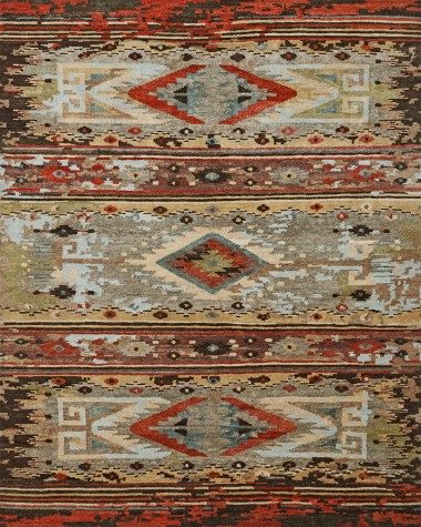 Bohemian Orange/Rust Wool Area Rug: Regal Mission Viejo 1813437: Brick (Hand-Knotted Area Rug)