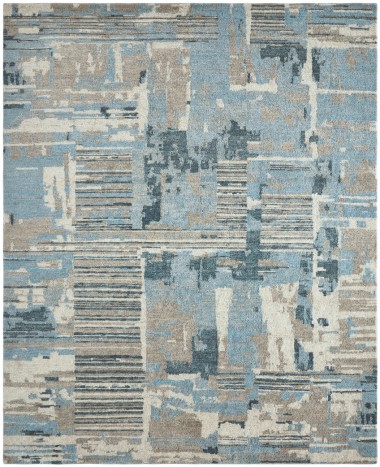 Modern Blue/Navy Wool Area Rug: Regal Mission Viejo 1813927: Denim (Hand-Knotted Area Rug)