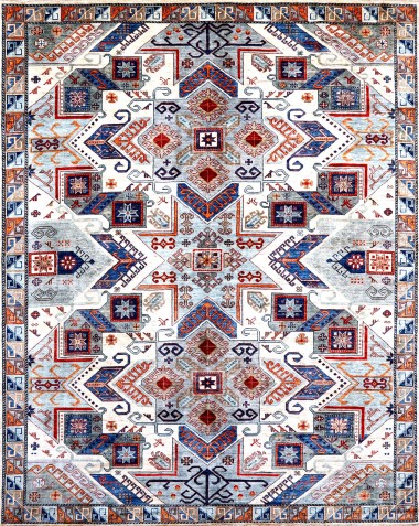 Karachi | Mughal | 10006: Ivory area rug Bohemian Ivory/White Wool Area Rug: Karachi Mughal 10006: Ivory (Hand-Knotted Area Rug)