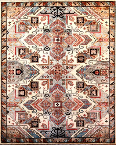 Bohemian/Traditional Multi Wool Area Rug: Karachi Mughal 10364: Multi (Hand-Knotted Area Rug)