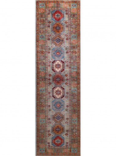 Traditional Multi Wool Area Rug: Karachi Mughal 142: Multi/Green (Hand-Knotted Area Rug)