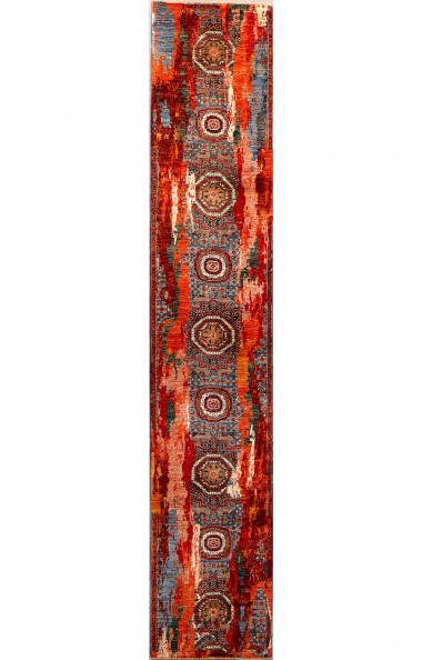 Traditional/Modern Red/Burgundy Wool Area Rug: Karachi Mughal 92: Red (Hand-Knotted Area Rug)