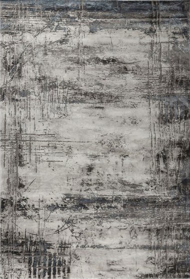 Transitional/Modern Silver Area Rug: Tangier Mural 201310: Silver/Blue (Power-Loomed Area Rug)