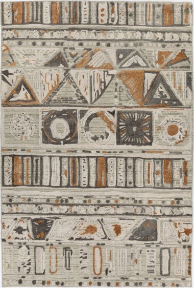 Modern/Bohemian Beige/Tan Wool Area Rug: West Lake Nimesha 23144056: Beige/Multi (Handmade Area Rug)