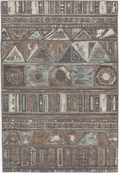 Modern/Bohemian Brown Wool Area Rug: West Lake Nimesha 23145056: Brown/Multi (Handmade Area Rug)_Modern/Bohemian Brown Wool Area Rug: West Lake Nimesha 23145056: Brown/Multi (Handmade Area Rug)