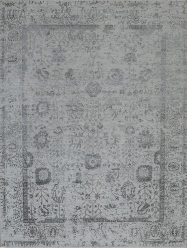 Transitional/Traditional Grey/Silver Wool Area Rug: Mafi Signature Gelato NM-6974 (Hand-Knotted Area Rug)
