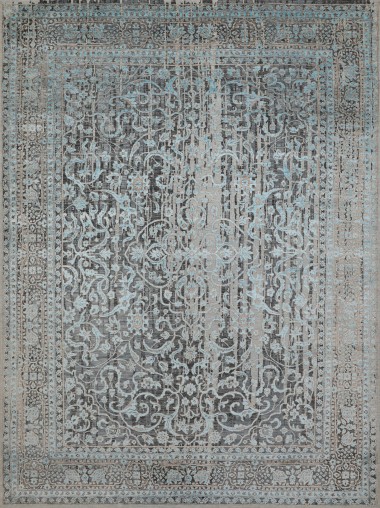 Traditional/Transitional Grey/Silver Wool Area Rug: Mafi Signature Gelato NM-7440 (Hand-Knotted Area Rug)