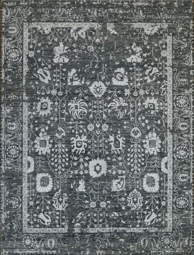 Transitional/Traditional Grey/Silver Wool Area Rug: Mafi Signature New Modern NM-7510 (Hand-Knotted Area Rug)
